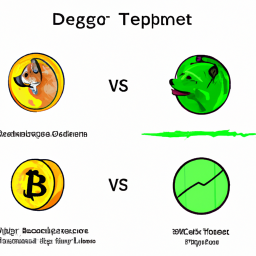 תרשים השוואתי המציג את הביצועים של Tether ו-Dogecoin במהלך השנים האחרונות.
