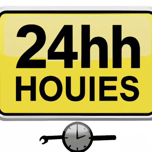 תמונה של שלט שירות 24 שעות ביממה, המסמל זמינות של מנעולן.