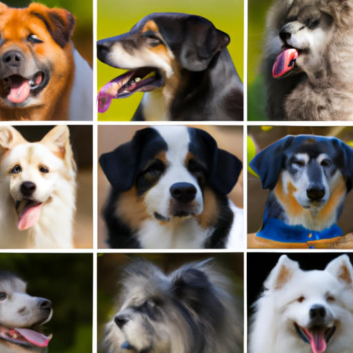 קולאז' המציג גזעי כלבים שונים עם תכונותיהם הייחודיות